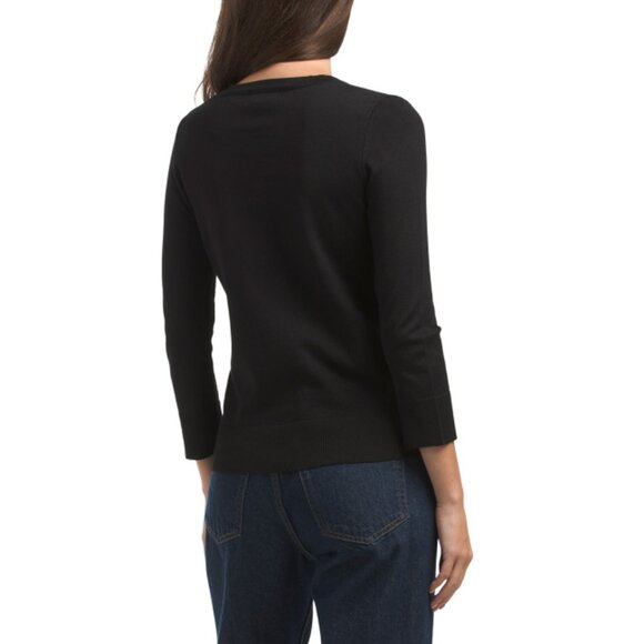 CABLE & GAUGE Black Oversize Bow Cardigan - Picture 2 of 2